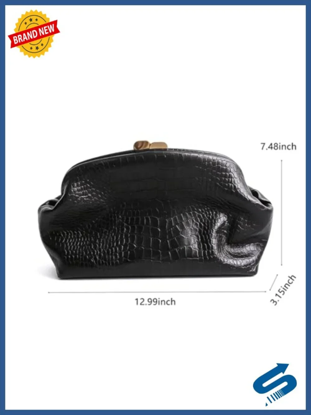 Elegant Faux PU Leather Clutch Chain Strap Evening Bag